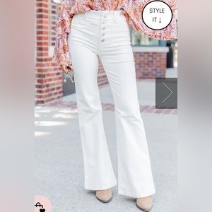 CREAM BUTTON FLY CORDUROY PANTS CREAM - XS